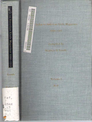 Item #10133 Index to American Little Magazines 1900-1919 3 Volume Set. Stephen H. Goode