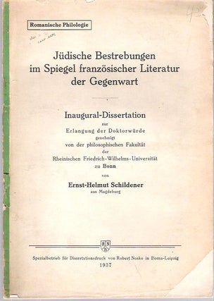 Item #10405 Jüdische Bestrebungen im Spiegel französischer Literatur der Gegenwart :...