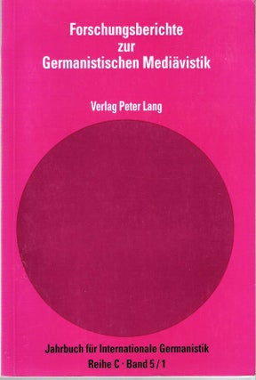 Item #10890 Forschungsberichte zur germanistischen Mediävistik. Hans-Jochen Schiewer,...