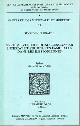 Item #11350 Système vénitien de successions ab intestat et structures familiales dans les îles...