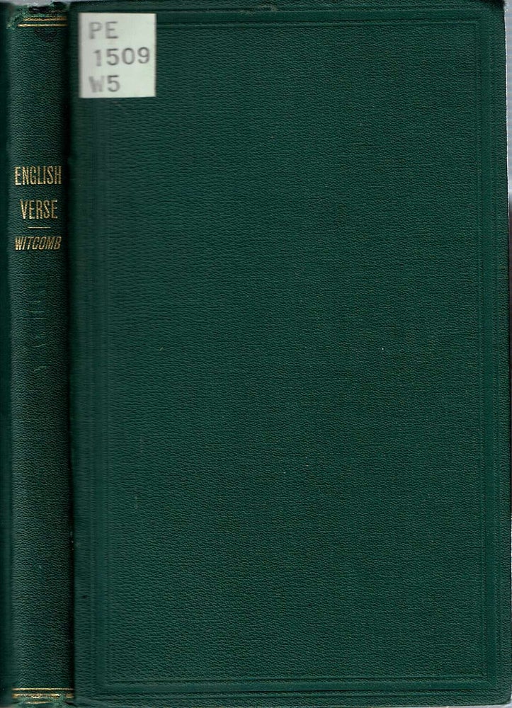 Item #13248 On The Structure Of English Verse. Charles Witcomb.