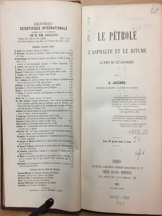 Le Pétrole : L'Asphalte et le Bitume au Point de Vue Géologique
