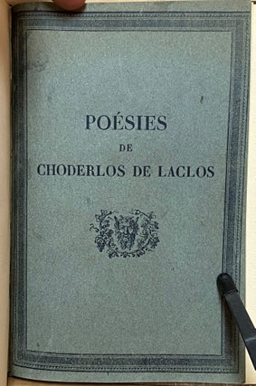 Poésies de Choderlos De Laclos : Publiées par Arthur Symons et Louis Thomas