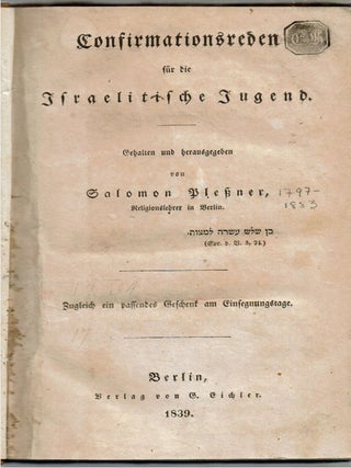 Confirmationsreden Fur Die Israelitische Jugend