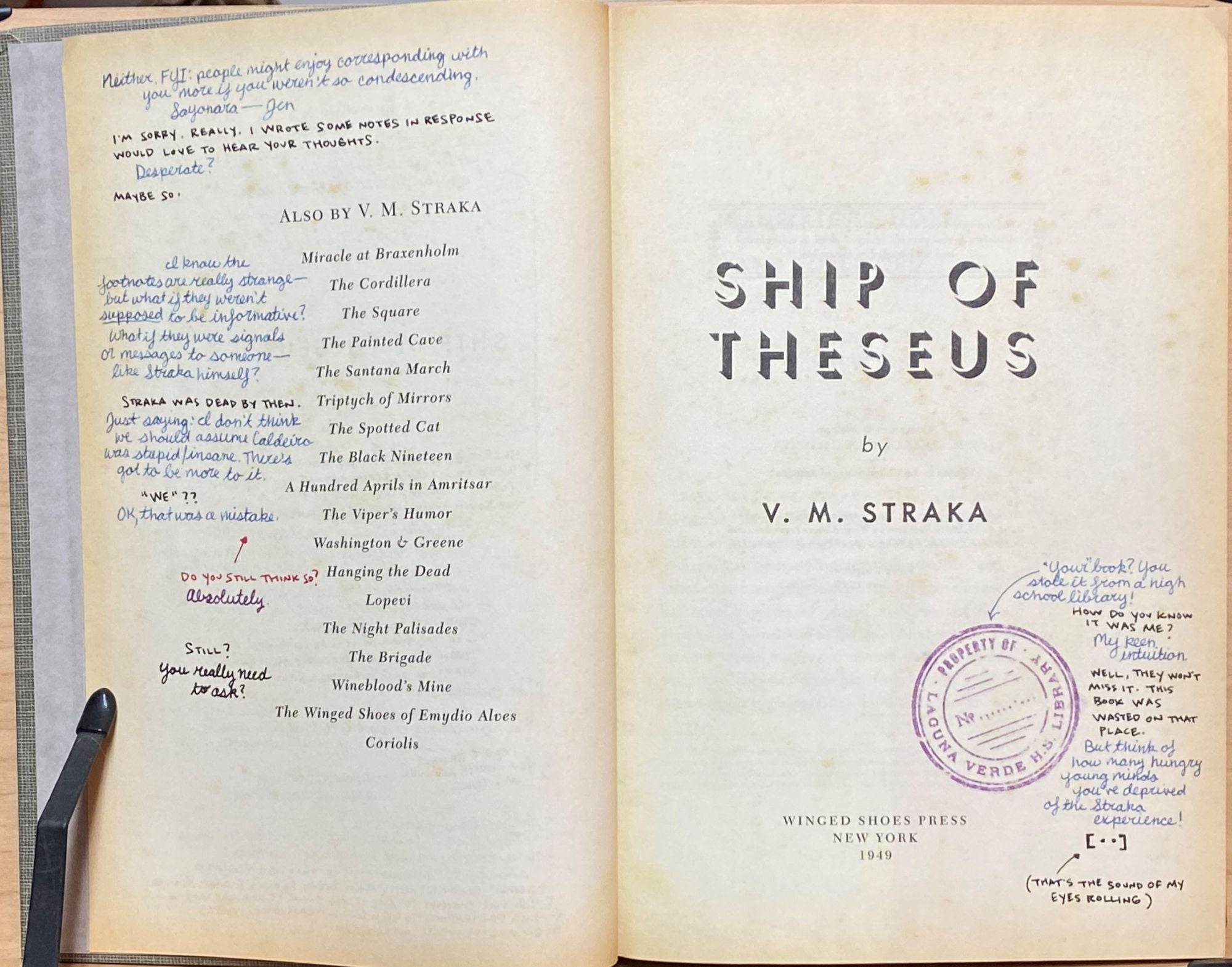 S. The Ship of Theseus by Doug Dorst, J J. Abrams, V M. Straka on Mike's  Library