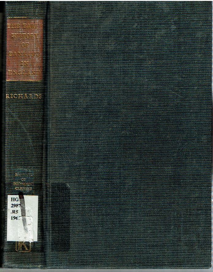 Item #14625 Early History of Banking in England. Richard D. Richards.