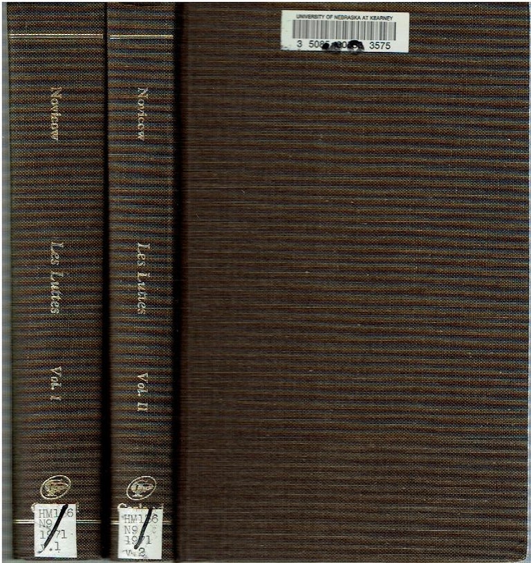 Item #14789 Les Luttes entre Sociétés Humaines et Leurs Phases Successives [2 volume set]. Jacques Novicow, Iakov Aleksandrovich Novikov.