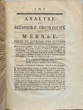 Observations Historiques Et Critiques Sur La Pretendue Epoque De L'Admission Des Ecclesiastiques Aux Etats De Brabant .. .