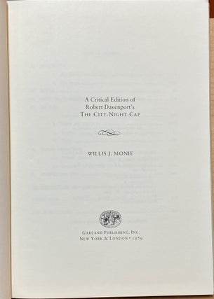 A Critical Edition of Robert Davenport's The City-Night-Cap