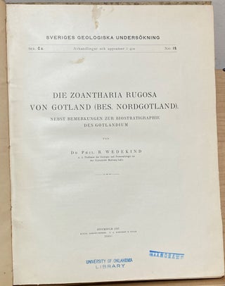 Die Zoantharia Rugosa Von Gotland (Bes. Nordgotland) [and] Stråssa Och Blanka Järnmalmsfält : Geologisk Beskrivning