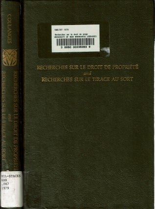 Item #15180 Recherches sur le droit de propriété chez les grecs : and Recherches sur le tirage...