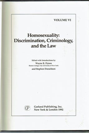 Homosexuality : Discrimination, Criminology, and the Law