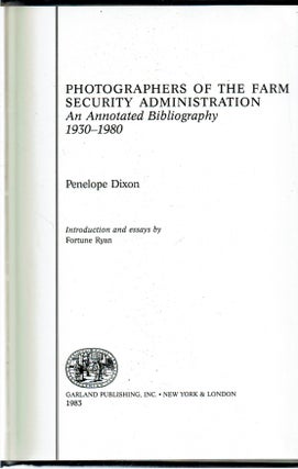 Photographers of the Farm Security Administration : An Annotated Bibliography, 1930-1980