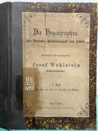 Item #15685 Die Hagiographen : Ihre Verfasser, Entstehungszeit Und Inhalt : 1. Heft : enthält...