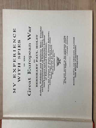 My Experiences with Spies in the Great European War