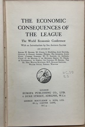 The Economic Consequences of the League : The World Economic Conference