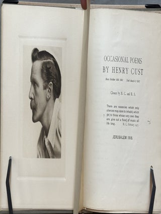 Occasional Poems by Henry Cust : Born October 10th 1861 Died March 2 1917 : Chosen by N C and R S