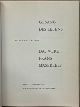 Gesang Des Lebens : Das Werk Frans Masereels