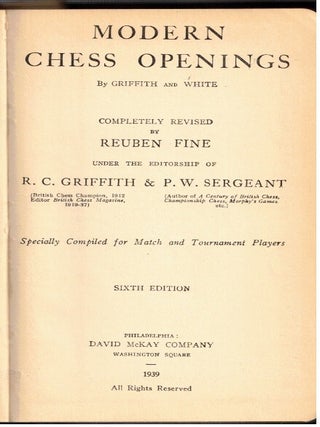 Modern Chess Openings : Sixth Edition :; Specially Compiled for Match and Tournament Players