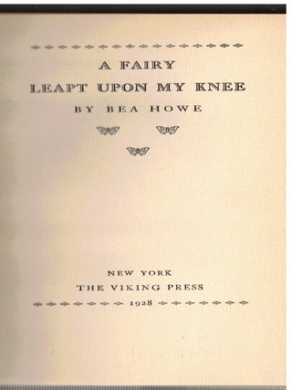 A Fairy Leapt Upon My Knee