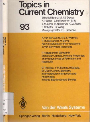 Item #4445 Van Der Waals Systems. F. L. Boschke, Paul E. S. Wormer Ad van der Avoird, Fred...