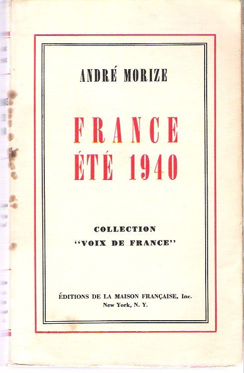 Item #9836 France Été 1940. André Morize.