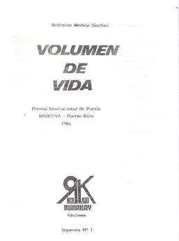 Item #BOOKS001962I Volumen De Vida. Bethoven Medina Sánchez, Sanchez, association copy:...